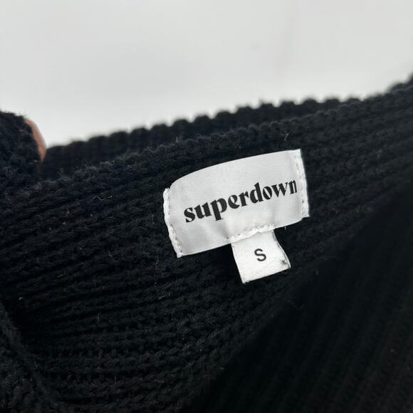 Revolve Superdown Trish Knot Low Back Knit Sweater Black Brown Women's S - Picture 6 of 7